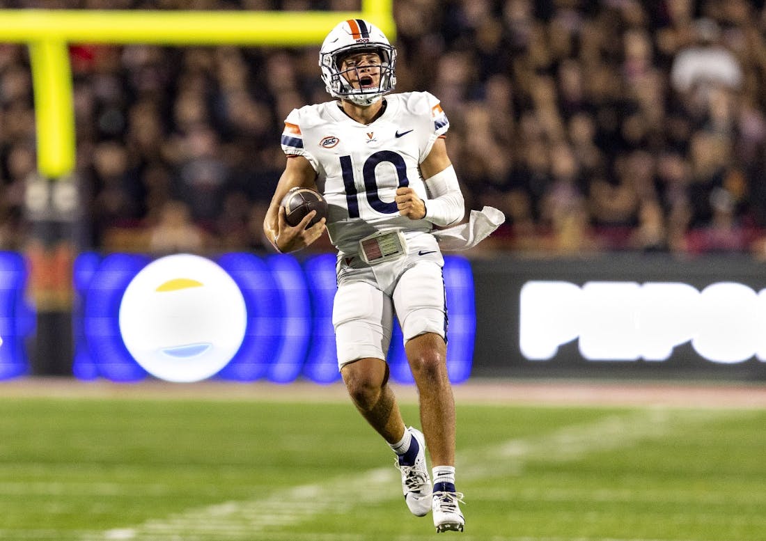 Colandrea celebrates a first down at Maryland last season.