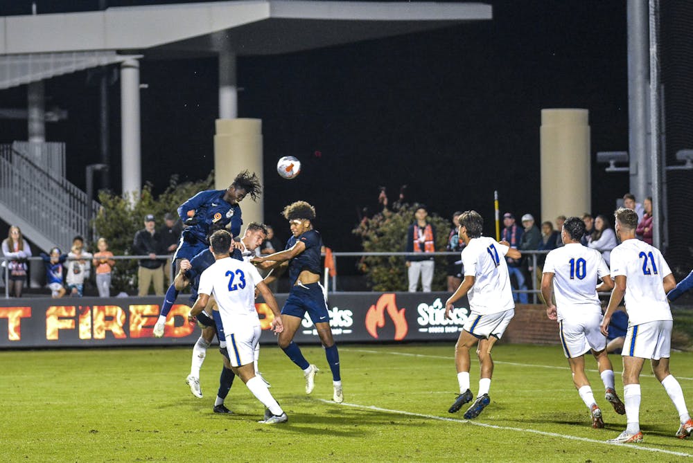 Catching a men's soccer game at Klöckner Stadium this season usually means you'll see Gyamfi airborne — either while scoring or in celebration.