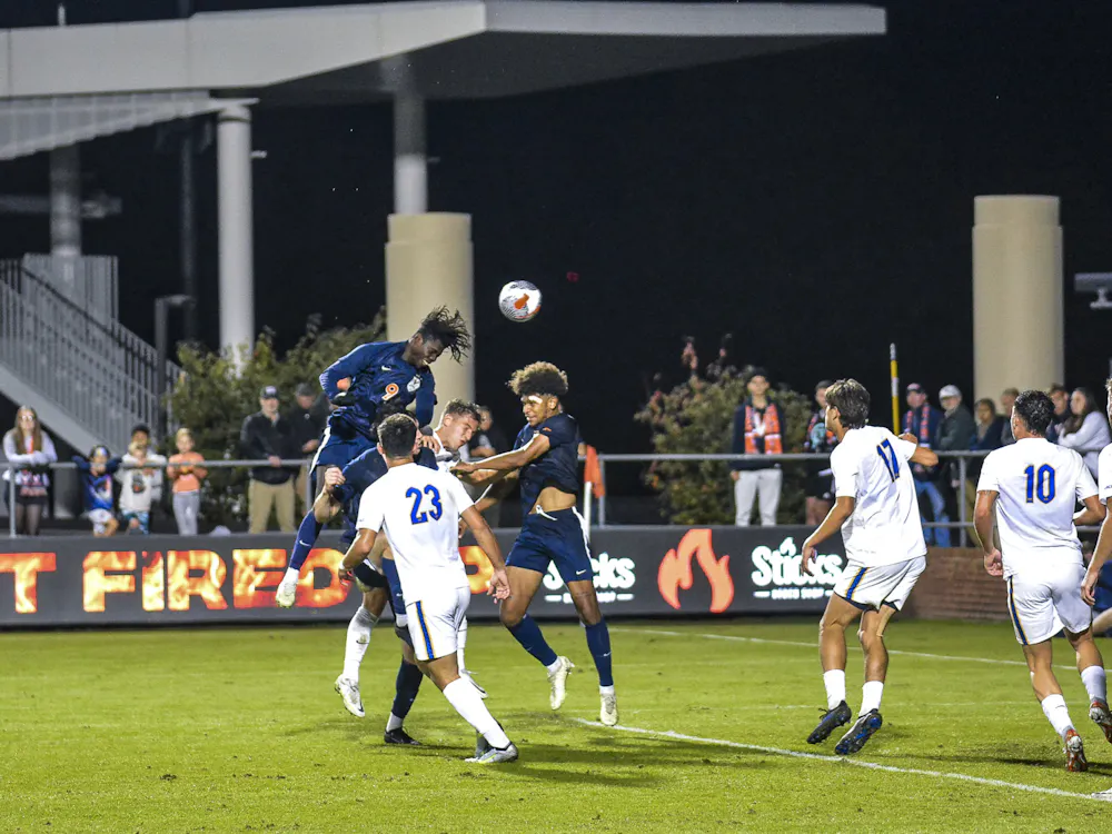 Catching a men's soccer game at Klöckner Stadium this season usually means you'll see Gyamfi airborne — either while scoring or in celebration.