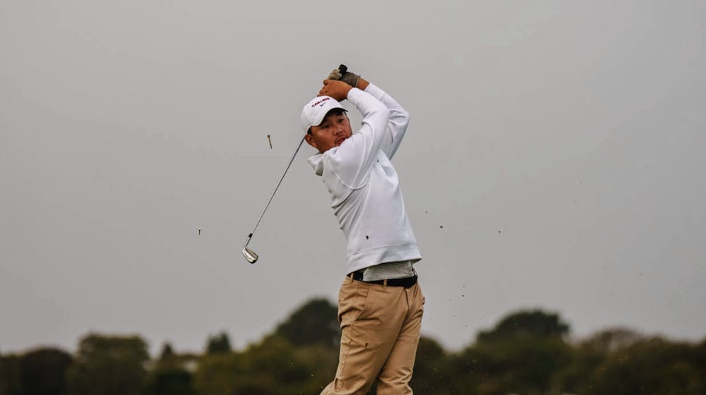 <p>Chang lashes an iron into the distance at Puerto Rico's Grand Reserve Golf Club.</p>