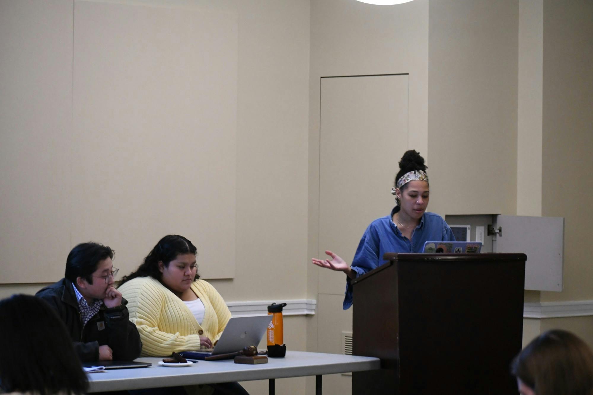 Fourth-year College student and Vice President for Administration Ceci Cain spoke in favor of the legislation.