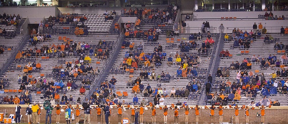 <p>Boise State fans outnumber the Cavalier faithful in Scott Stadium at Friday's 56-14 loss to the Broncos.</p>