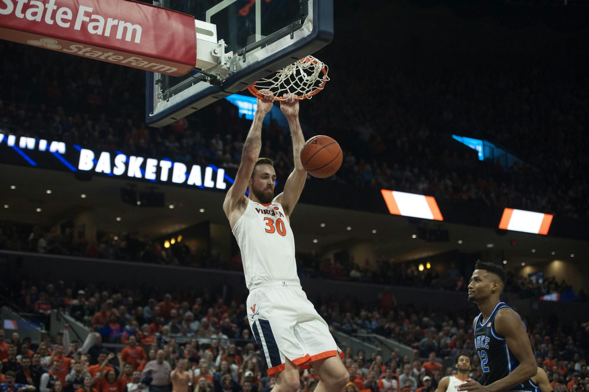 Junior forward Jay Huff was outstanding against Duke, posting 15 points along with a career-high 10 blocks.&nbsp;