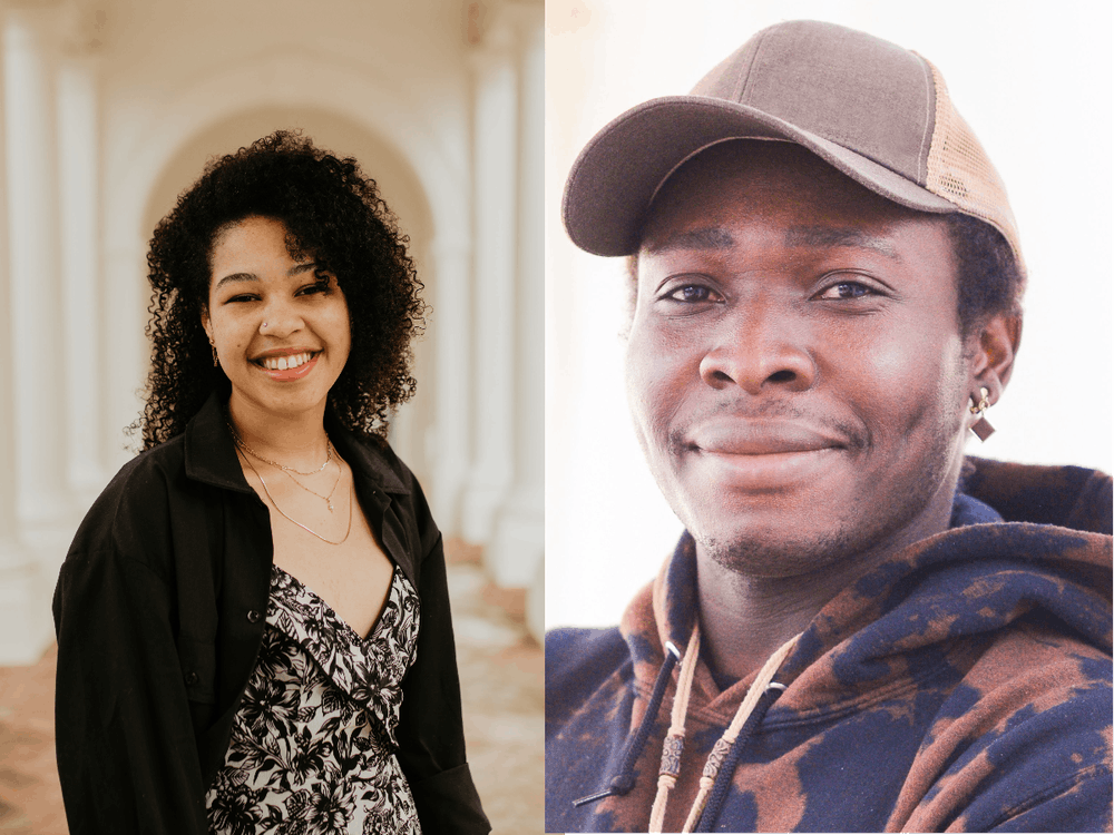 图中的两位学生会主席竞选人分别是Ceci Cain（左）与David Alari（右）
Cain是学生会现任行政副主席，而Alari活跃于年级代表大会和Lighting of the Lawn的工作中。