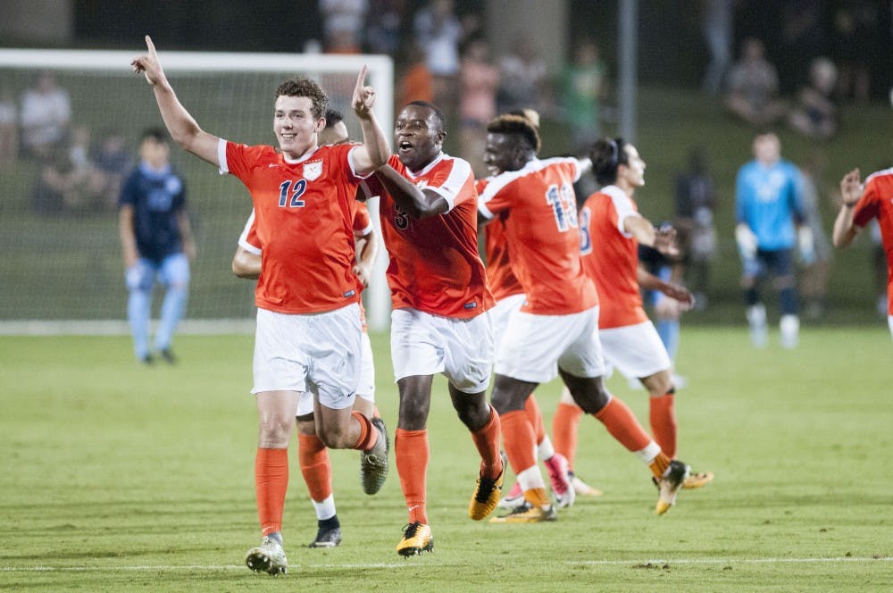 <p>Freshman midfielder Joe Bell was able to break through, scoring the first goal of his Virginia career in the 53rd minute on a great strike from the top of the box into the top right corner.&nbsp;</p>