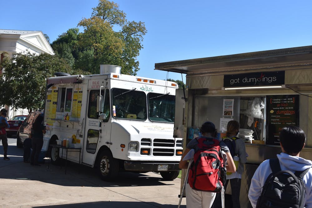 <p>The various food trucks located around the Amphitheater, however — El Tako Nako, Got Dumplings and Halal Kitchen — are labeled “Grubhub Only Ordering.”&nbsp;</p>