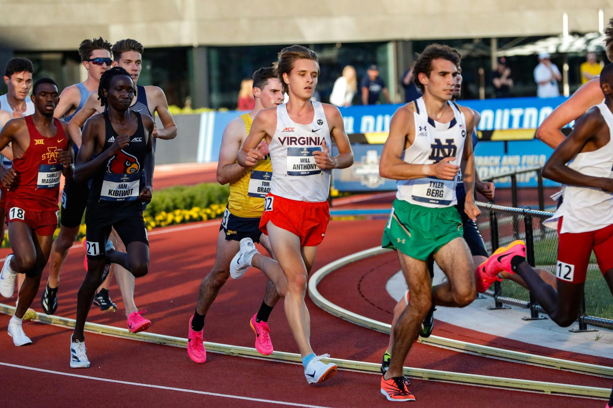 Will Anthony navigates the pack in the 10,000-meter at the 2024 NCAA outdoor track and field championships.