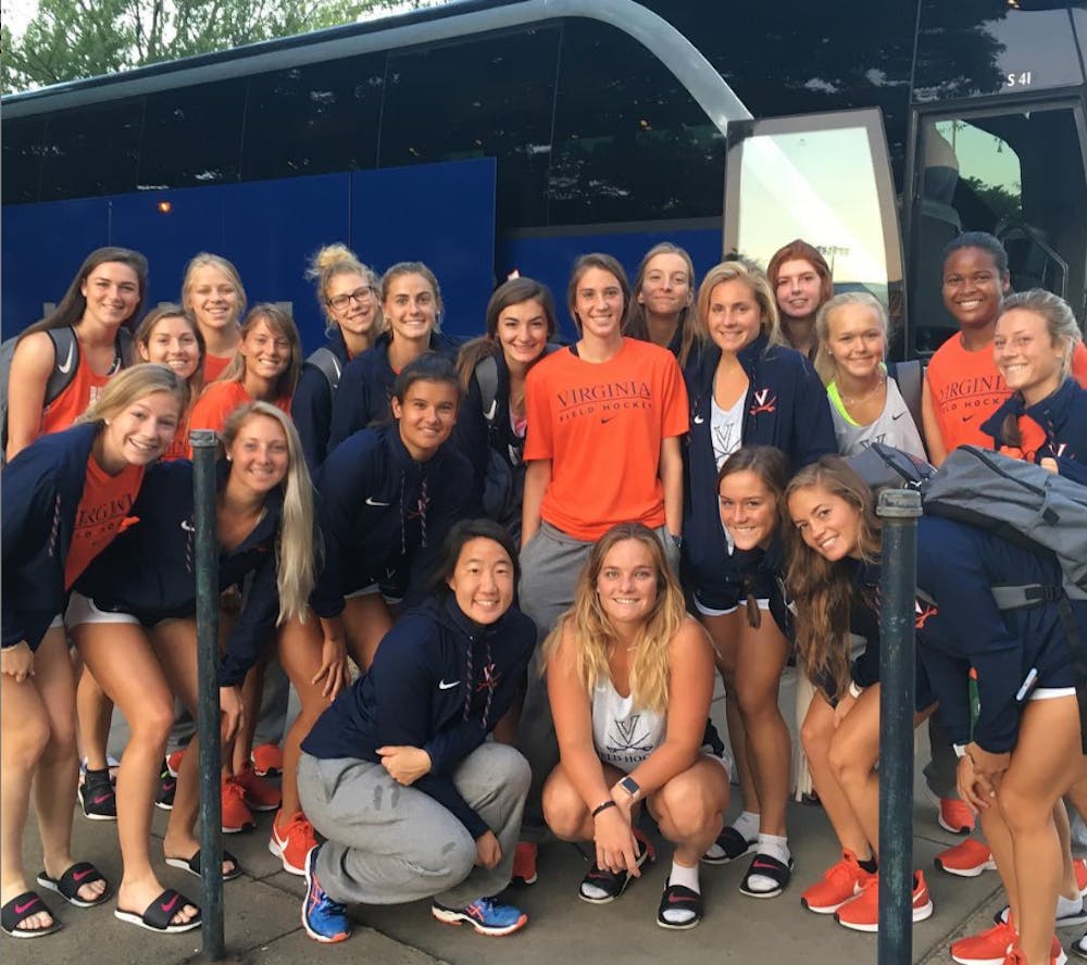 <p>Buses are a common sight for teams like Virginia field hockey who played eight games on the road during the 2019 regular season.</p>
