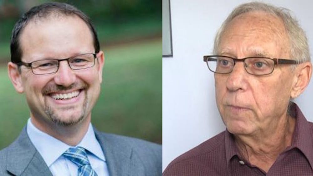 Charlottesville Commonwealth’s Attorney candidate Jeff Fogel (right) and current Charlottesville Assistant Commonwealth’s Attorney Joe Platania (left)