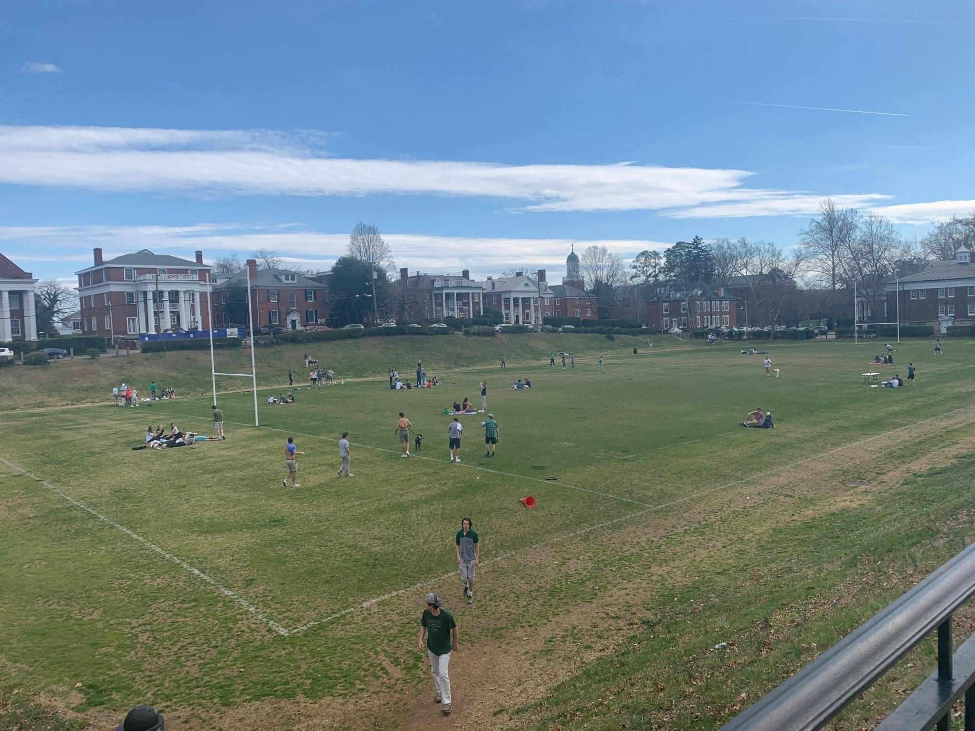 Students were spotted lounging on picnic blankets in Madison Bowl and drinking at bars on the Corner. 