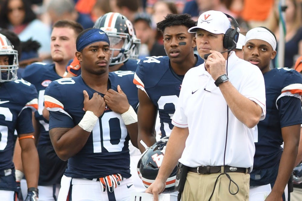 <p>After a rocky 0-3 start,&nbsp;Bronco Mendenhall has led Virginia to two consecutive wins.</p>