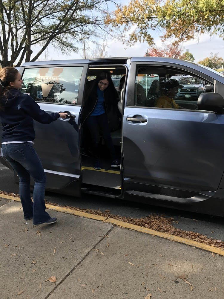 Safe ride shuttles transported students back and forth from polls on Election Day.