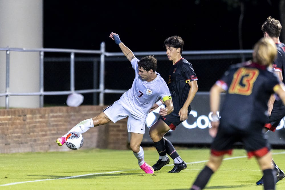 <p>Senior forward Leo Afonso scored his second penalty of the season in the Cavaliers' victory Monday</p>