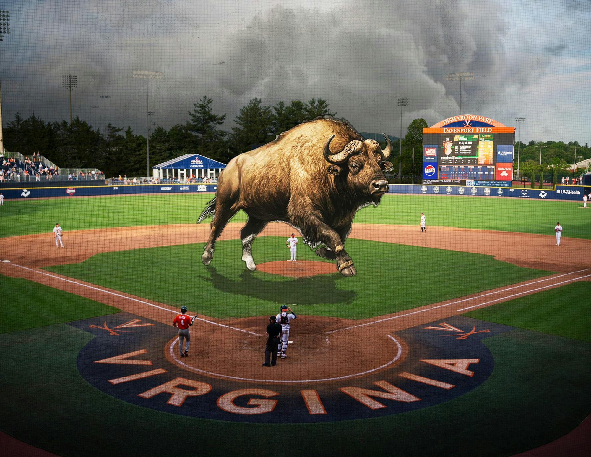 The buffalo turns and faces the storm head-on, and charges right into it.