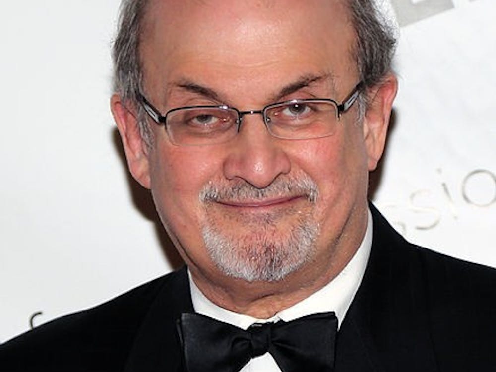 Salman Rushdie spoke enthusiastically at the Paramount Theater.