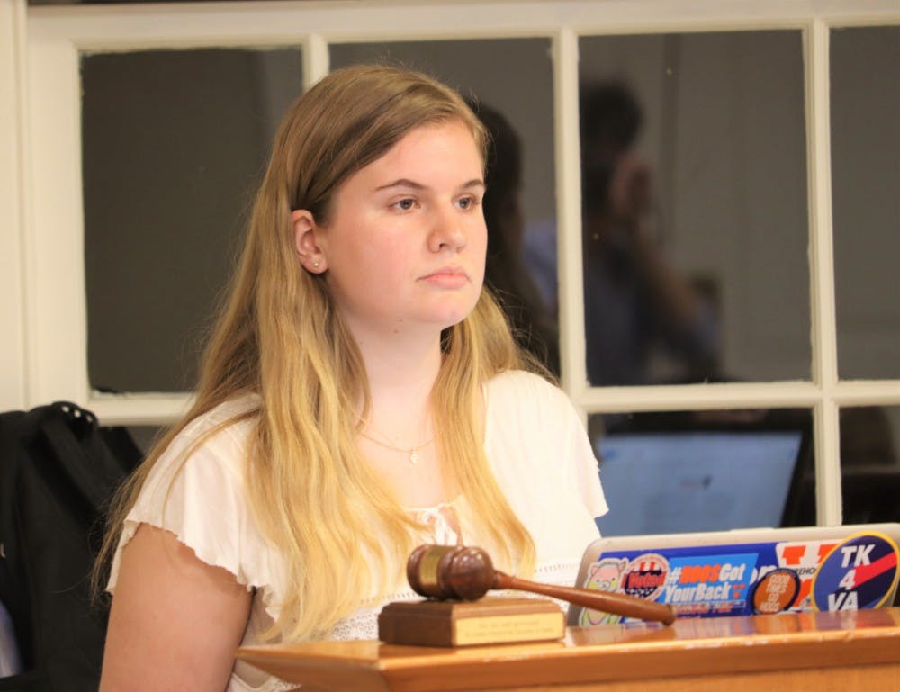 <p>Ellie Brasacchio, a third-year College student and Chair of the Student Council Representative Body who co-sponsored the resolution, encouraged the Representative Body to vote for it at the beginning of the legislative session.&nbsp;</p>