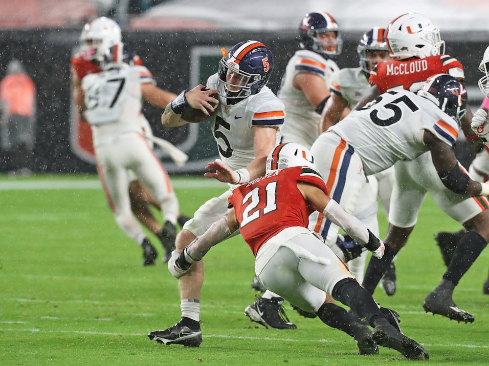 Sophomore quarterback Brennan Armstrong had a quick start to the game, leading Virginia on a 64-yard touchdown drive, but faltered late under slippery conditions. 