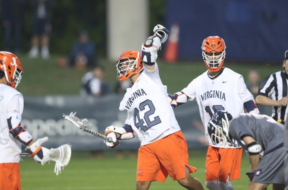 Senior attackman Mikey Herring led the Virginia offense with a career-best six-goal performance against Robert Morris.