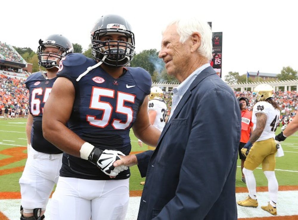 <p>Defensive tackle David Dean, a team captain, is one of many Virginia seniors preaching the importance of finishing games.</p>
