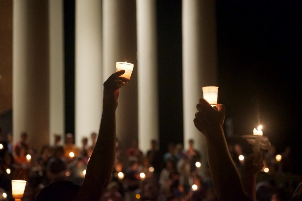 Following the white supremacist rallies of Aug.11 and 12, thousands of students, faculty, alumni and Charlottesville residents gathered for a peaceful march and candlelit vigil on the Lawn to promote love and inclusion in response to the hatred displayed at the demonstrations.&nbsp;
