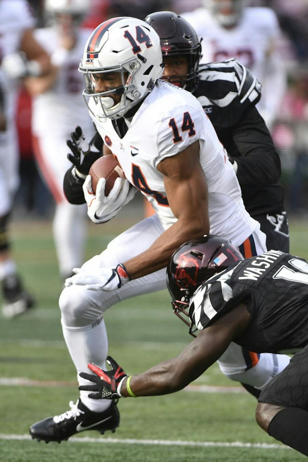 <p>Senior wide receiver Andre Levrone had a solid game with 92 receiving yards in the loss against Louisville.</p>