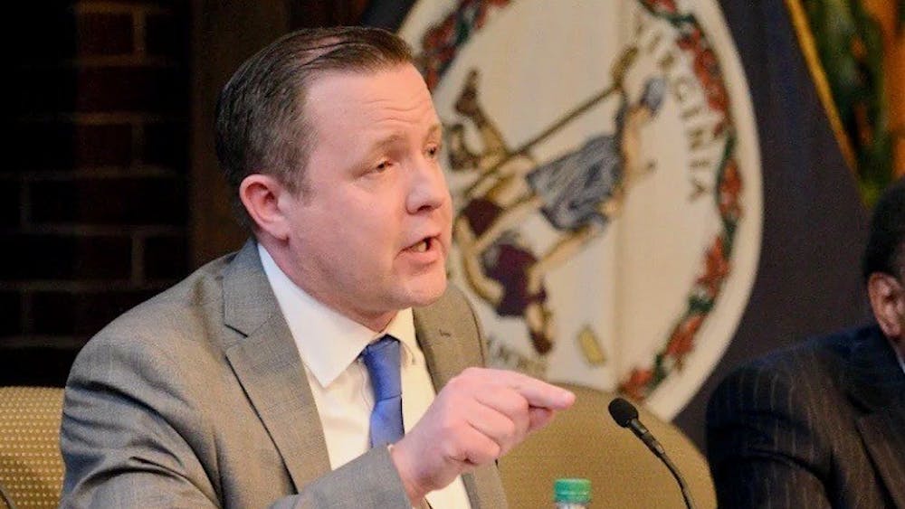 Stewart speaking at a debate held at the Batten School in March. 