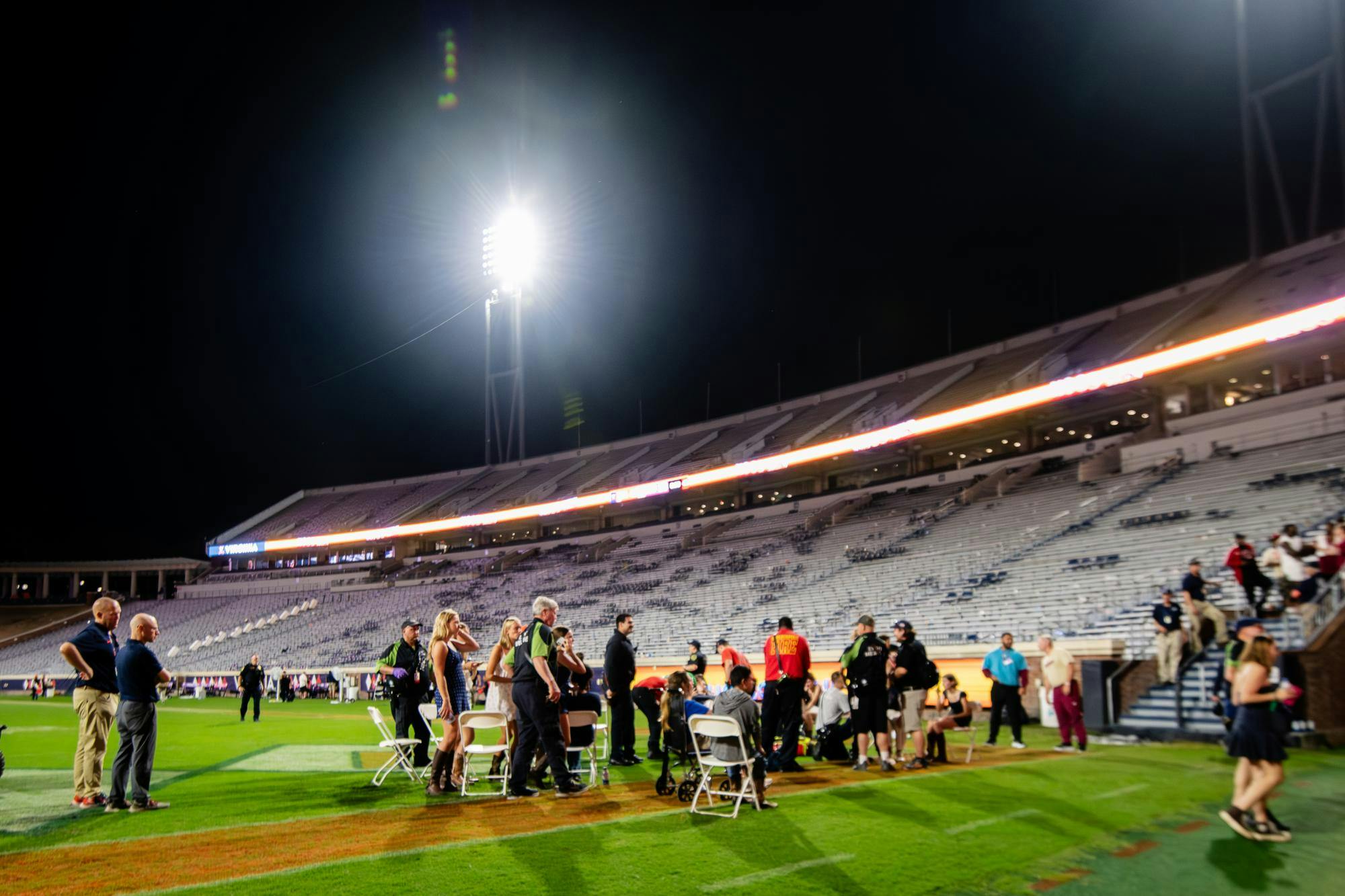 University event staff, police and EMTs were on-site to maintain order.