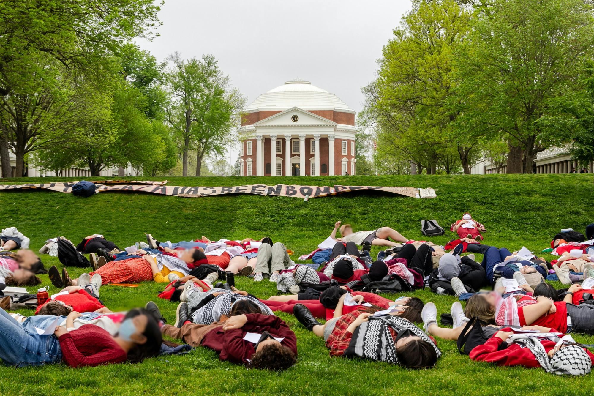 The die-in capped off Palestinian Liberation Week, which included educational and cultural events such as panels about healthcare in Gaza and a “Protest Poetry for Palestine” event. &nbsp;
