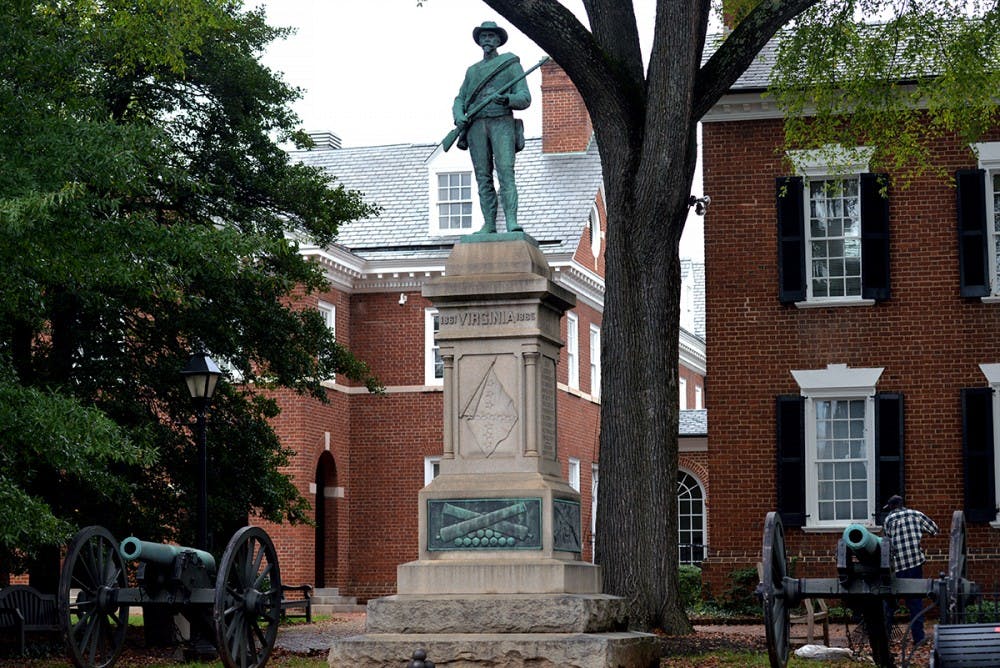 The United Daughters of the Confederacy erected the Johnny Reb statue in 1909 to honor Confederate soldiers of the Civil War.