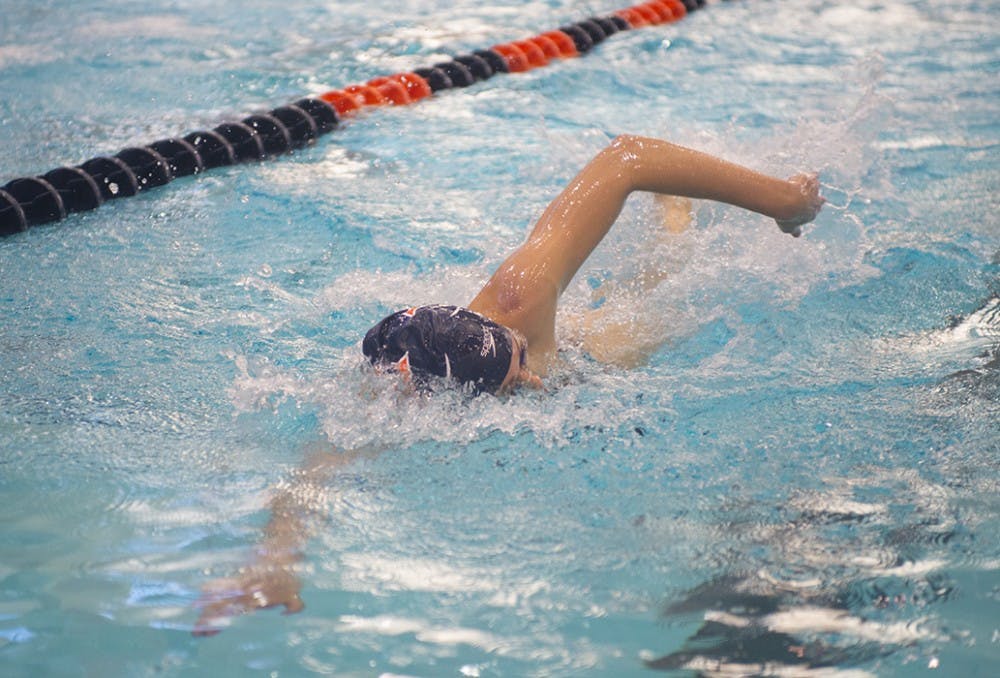 <p>Junior Leah Smith’s three victories in the 200, 500 and 1,000 free helped the Cavalier women win nine of the 16 events and sweep NC State and UNC.</p>