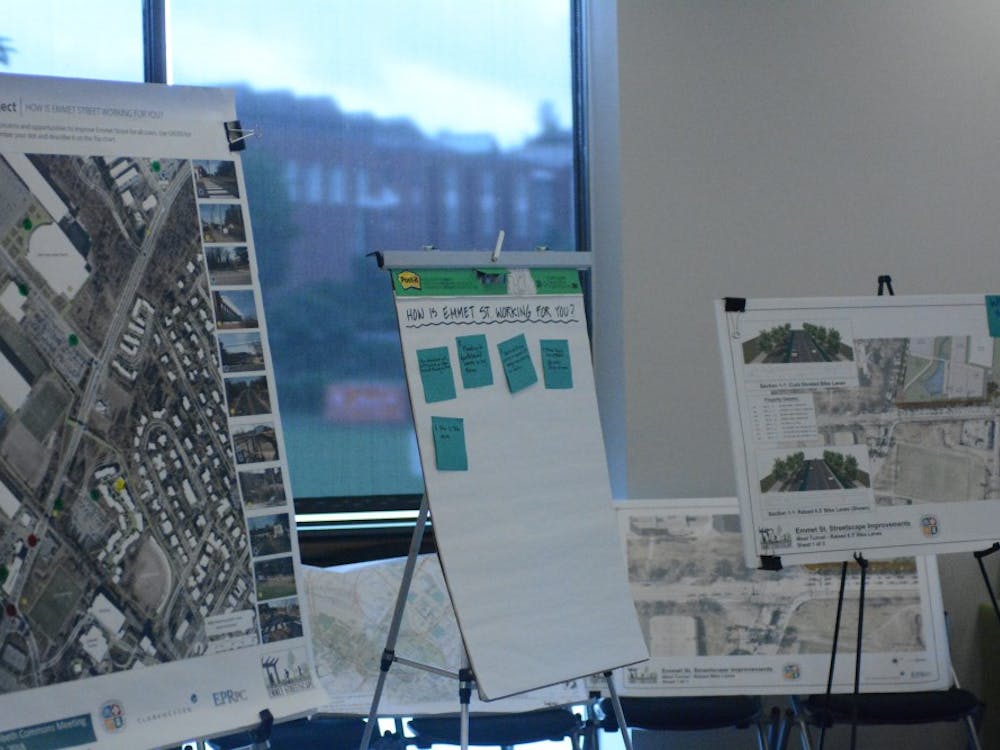 Community members gathered in Lambeth Commons Monday afternoon to discuss the proposed Emmet-Ivy corridor changes.