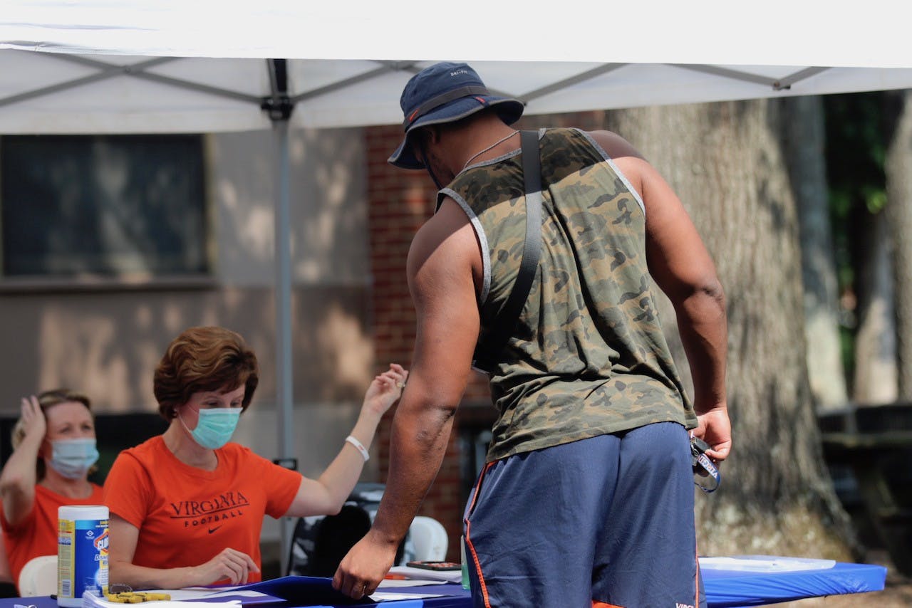 Senior defensive end Richard Burney was one of the 110 student-athletes who returned to voluntary workouts last week.&nbsp;