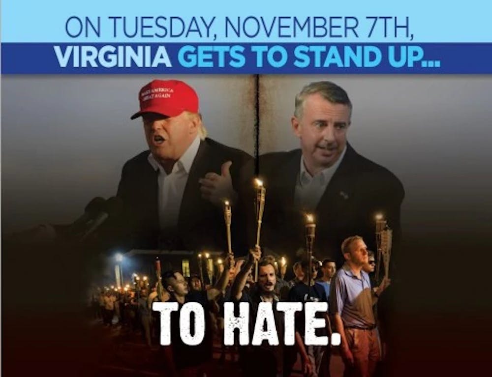 <p>Ralph Northam's gubernatorial campaign disseminated a flyer that linked his opponent Ed Gillespie to Donald Trump and the white supremacists who rallied on the lawn in August.</p>