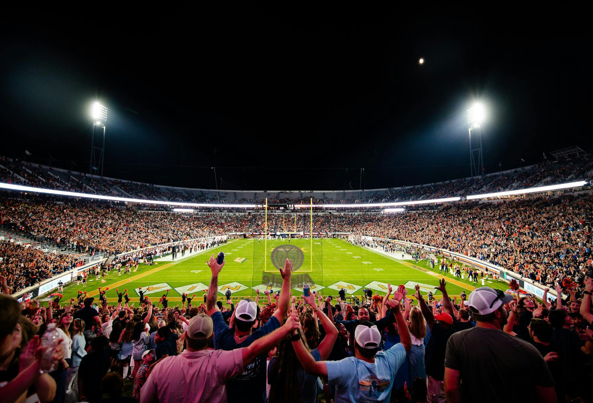 Scott Stadium bouncing for a night football game last fall.
