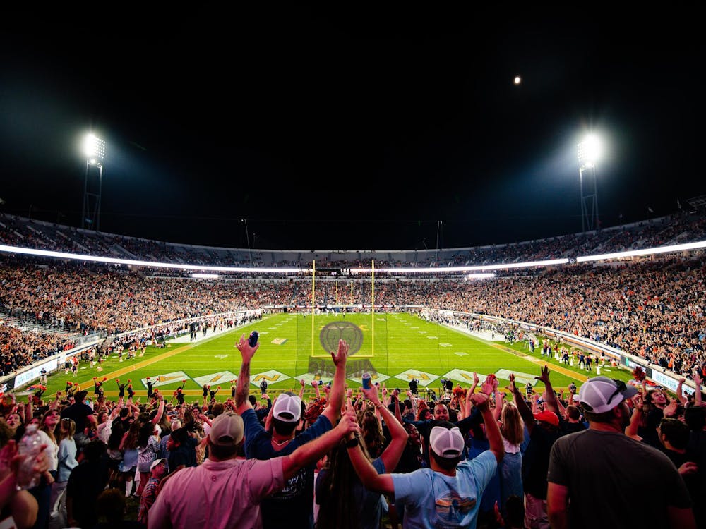 Scott Stadium bouncing for a night football game last fall.