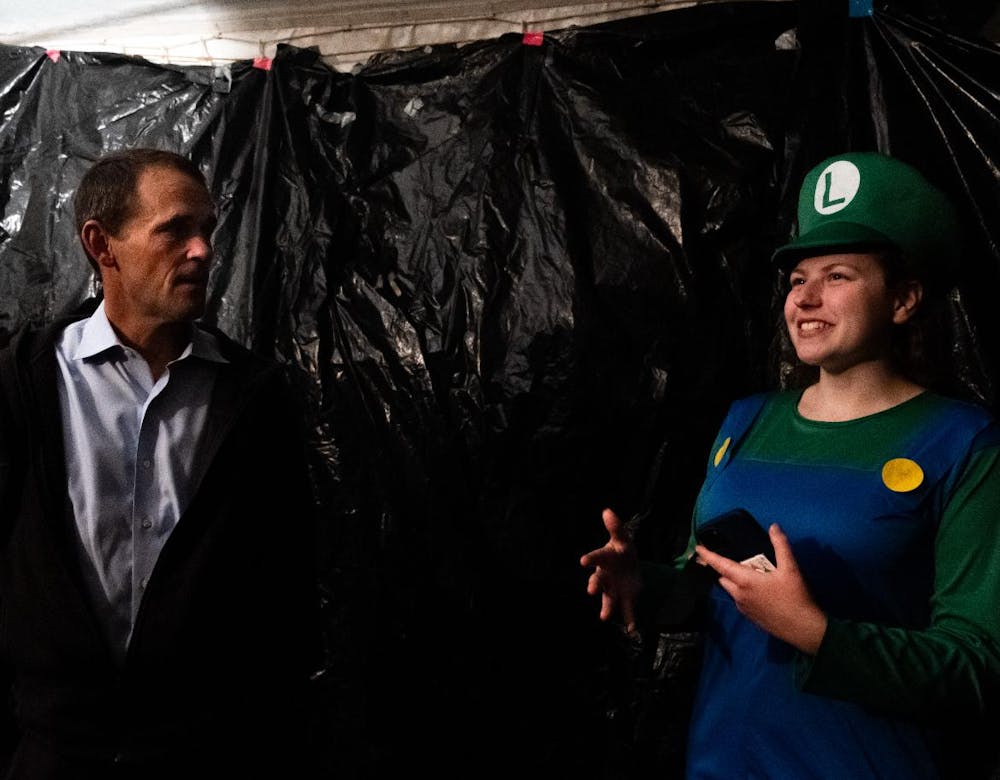 <p>Ryan attended and helped advertise Hauntings on the Hill, Brown College’s annual student-created haunted house</p>