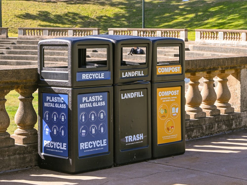 U.Va. Sustainability's zero waste program seeks to rectify "wish-cycling" by providing designated compost bins around grounds.
