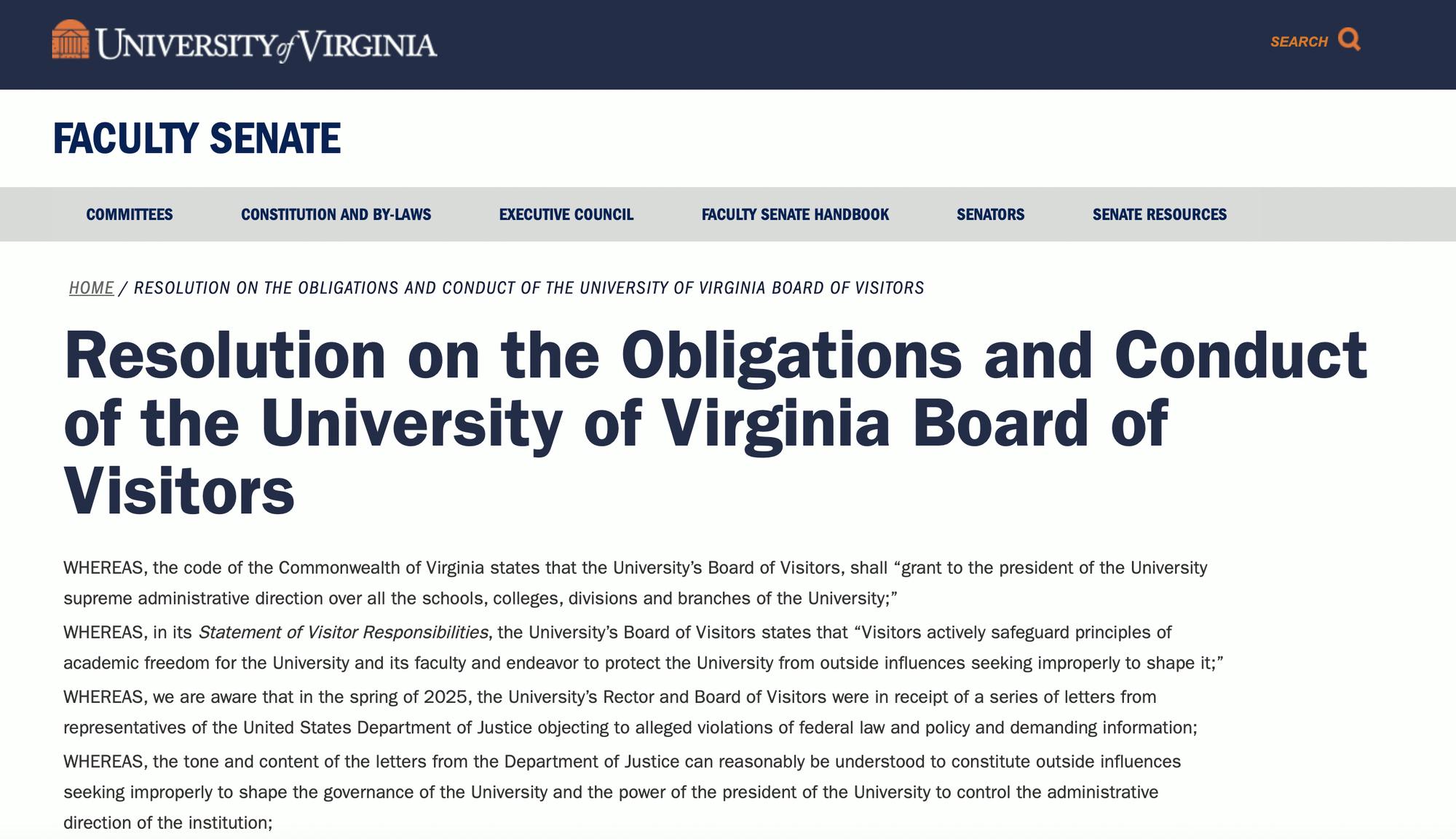 The Faculty Senate passed a resolution for a vote of no-confidence in the Board. The resolution passed 46 to 6, with eight senators abstaining.
