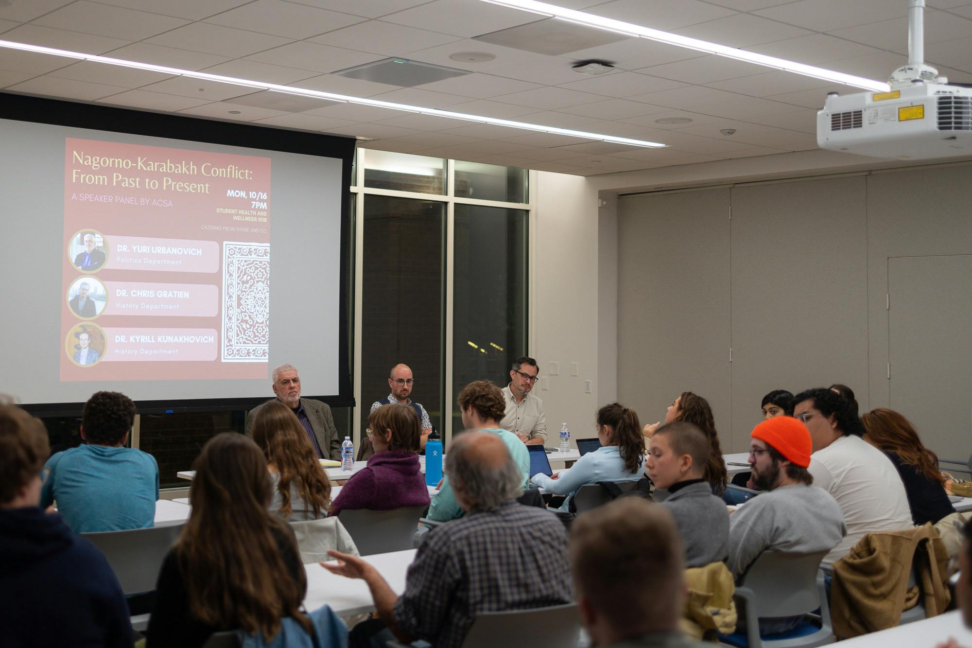 The panel included Politics lecturer Dr. Yuri Urbanovich, History Prof. Dr. Chris Gratien and History Prof. Dr. Kyrill Kunakhovich. 