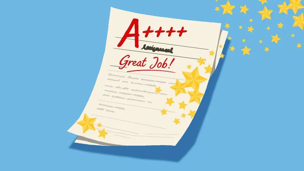 Un trabajo evaluado que recibe elogios excesivos.