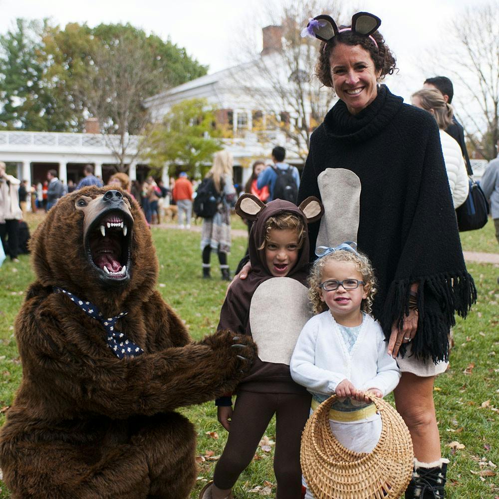 Since the tradition was established in the early 1980’s, children from the Charlottesville community have dressed in costumes and gone door-to-door on the designated day to each of the 54 lawn rooms to receive candy distributed by student groups.