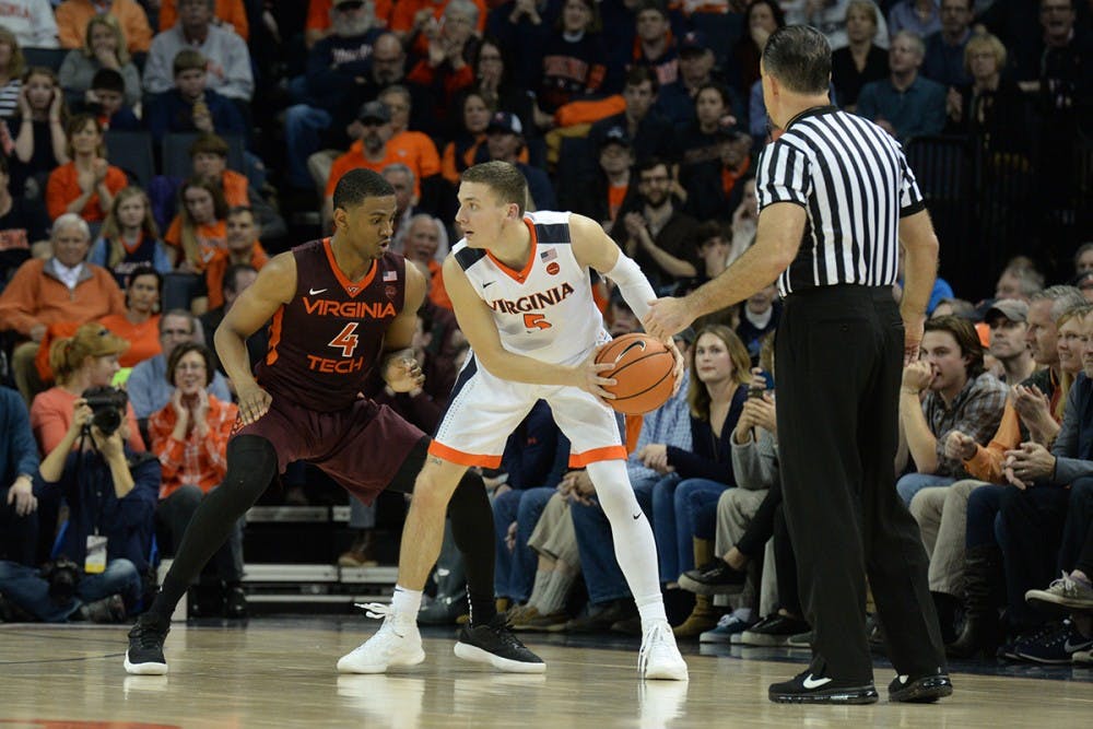 <p>Virginia sophomore guard Kyle Guy struggled mightily along with the rest of the Cavaliers in trying to solve Virginia Tech's defense on Saturday.</p>