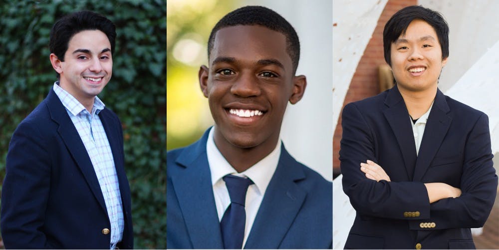 Student Council presidential candidates (from left): Alex Cintron, Jalon Daniels, Eddie Lin