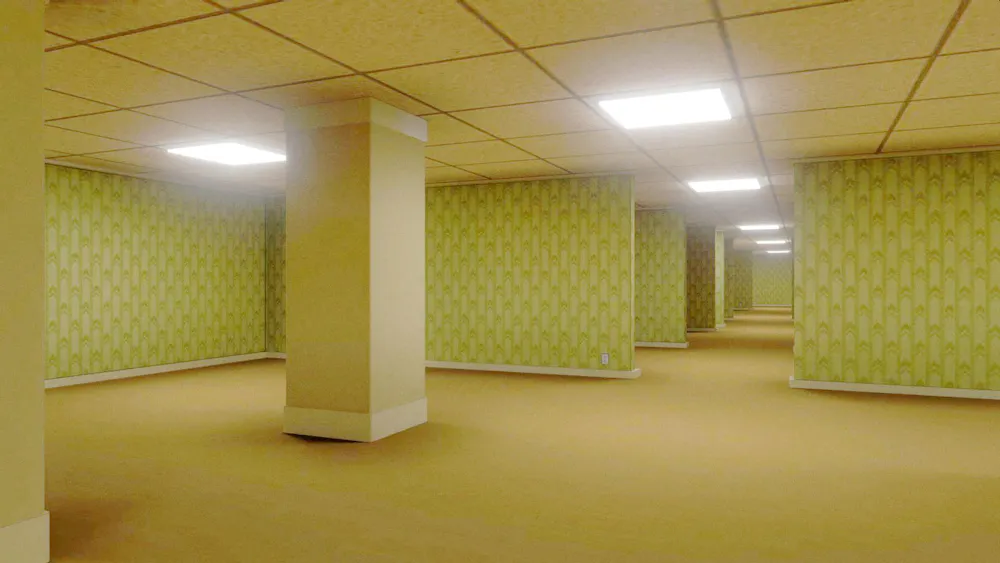 The film’s concept revolves around the titular Backrooms, an endless, fluorescent-lit liminal space that seems to exist in a different dimension