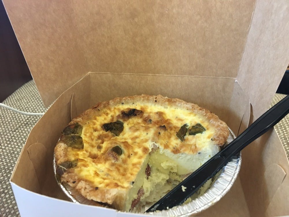 <p>The bacon quiche from Family Ties &amp; Pies was disappointing, with no cheese and an underwhelming amount of bacon.</p>