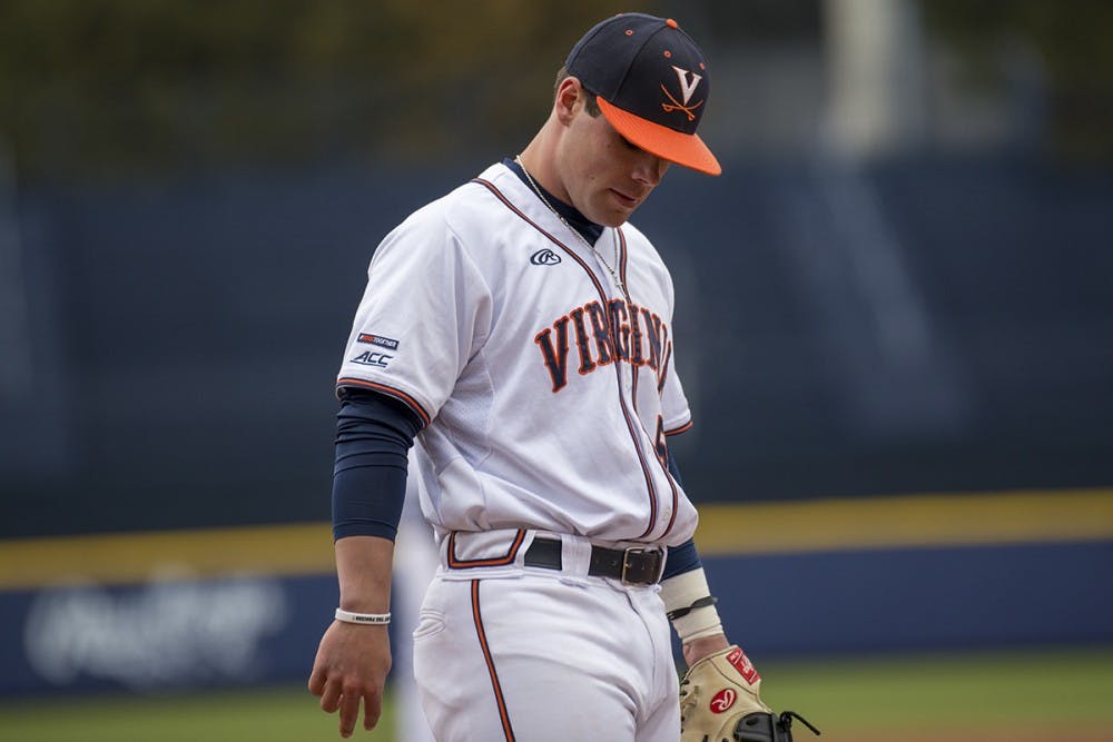 <p>Virginia starter Griff McGarry, a freshman right-handed pitcher, walked three batters and hit another in the first inning against VCU Wednesday.</p>