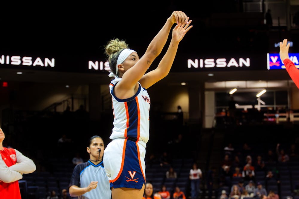 Sophomore guard Kymora Johnson unleashes a three-point shot.