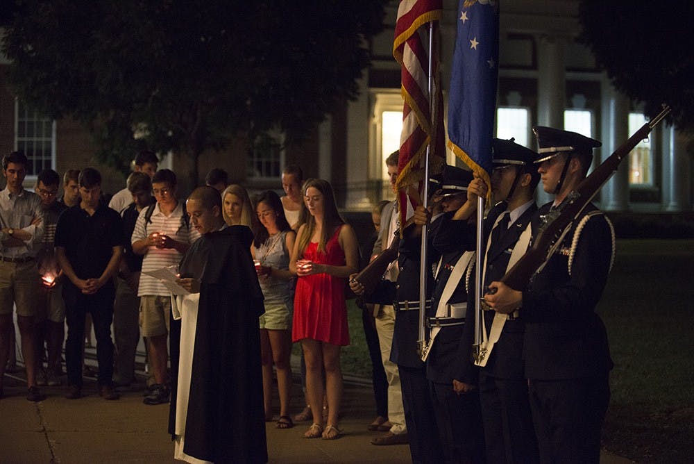 Students gathered at Old Cabell Hall to commemorate the victims of the 2001 attacks.
