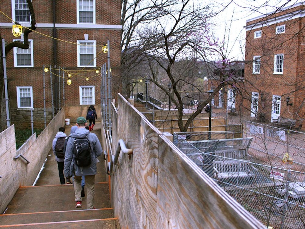 A temporary staircase between Newcomb Hall and Brown College opened in October 2017.