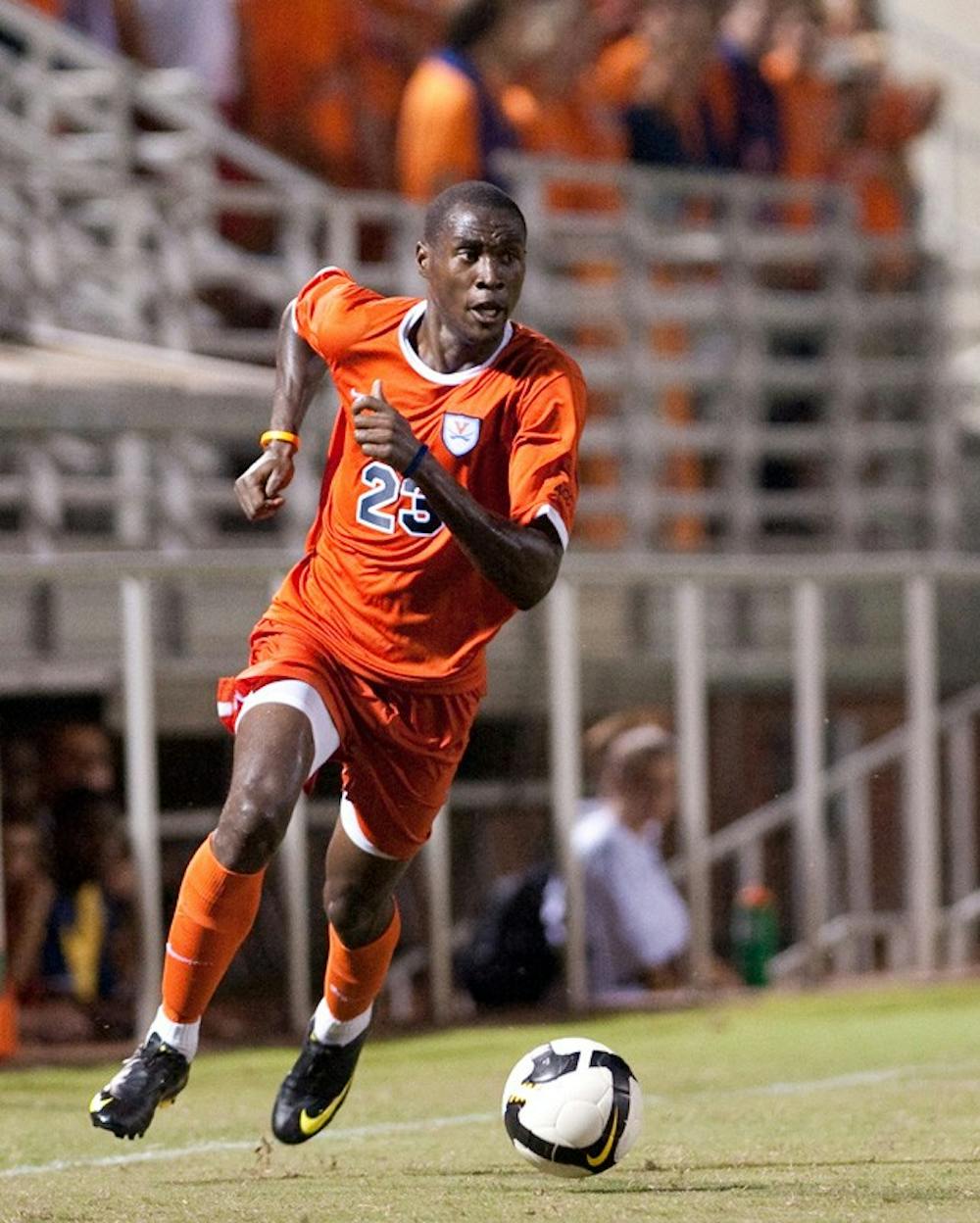 <p>Sophomore midfielder Tony Tchani injured his knee playing against the Mountaineers but is expected back for the next match. Photo by: Bennett Sorbo</p>